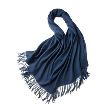 100% MERINO VIRGIN WOOL SHAWL 970115(NAVY)