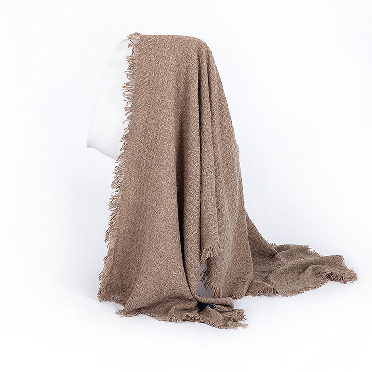 MATTED KNITTED WOOL SCARF-CAMEL 970108