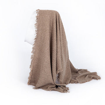 MATTED KNITTED WOOL SCARF-CAMEL 970108