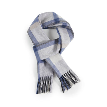 BRITISH STYLE WOOL PLAID SCARF 970117（GREY BLUE）